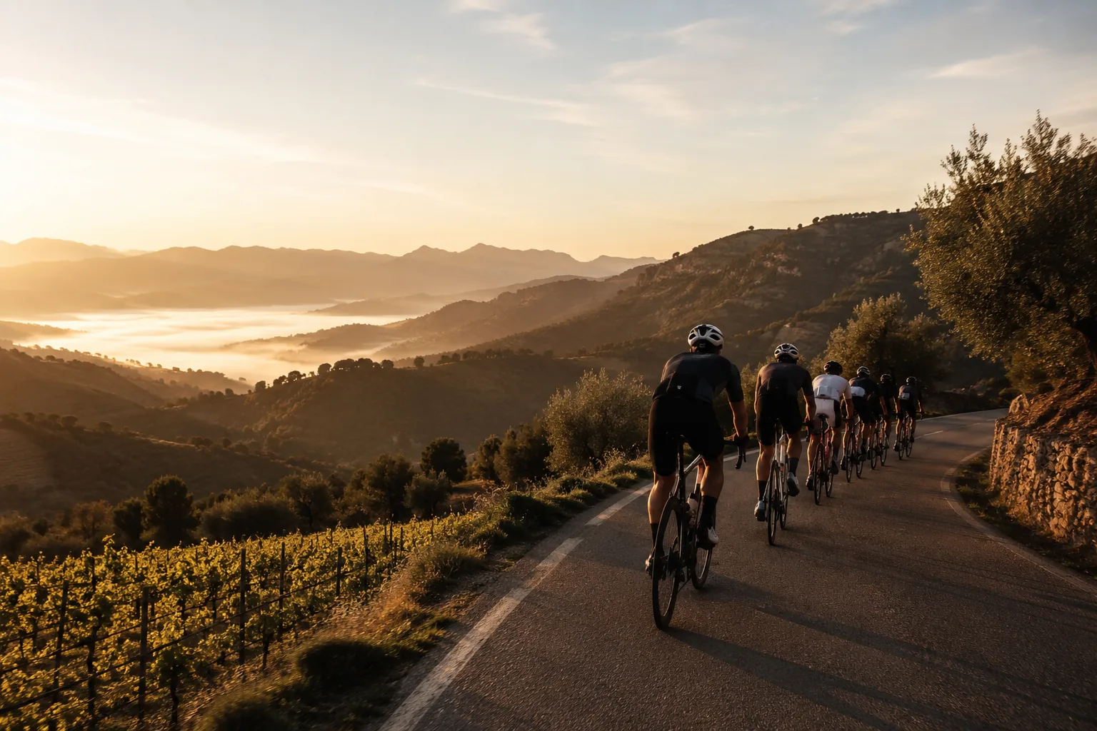 Ciclistas al amanecer